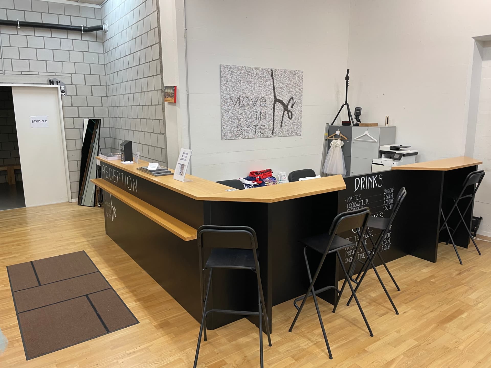 Empfangsbereich von Move in Arts in Liestal